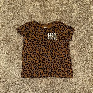 Brown Leopard Print Kids T-Shirt